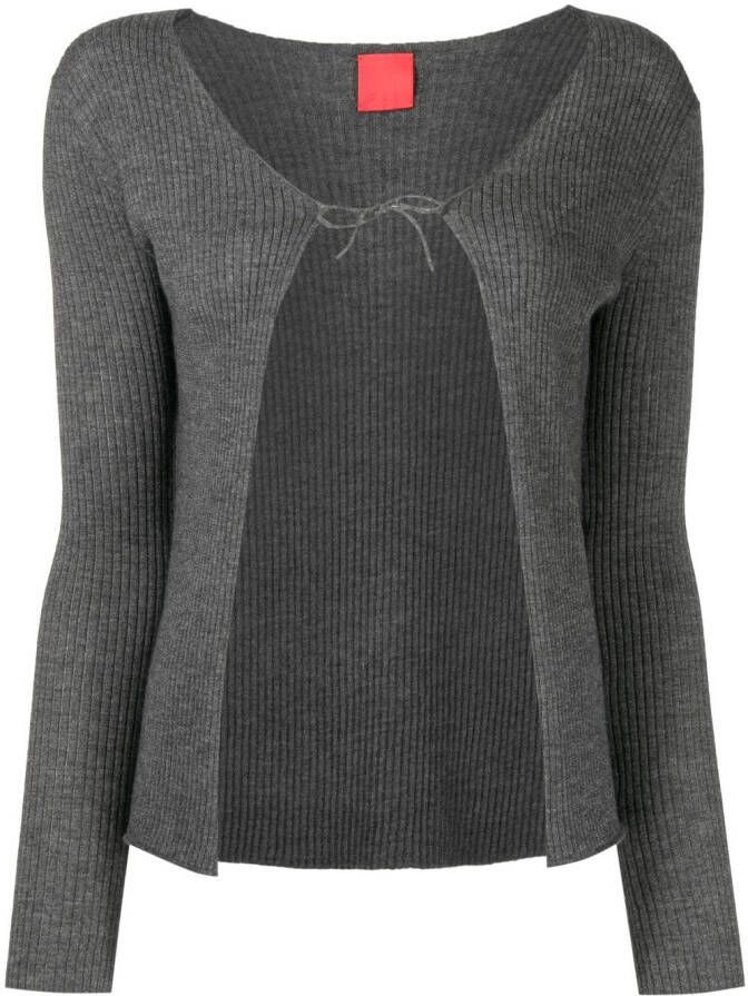 Cashmere In Love Ribgebreid vest Grijs