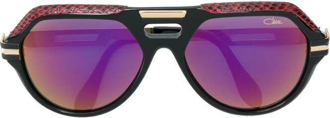 Cazal leather detail oversize sunglasses Zwart