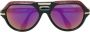 Cazal leather detail oversize sunglasses Zwart - Thumbnail 1