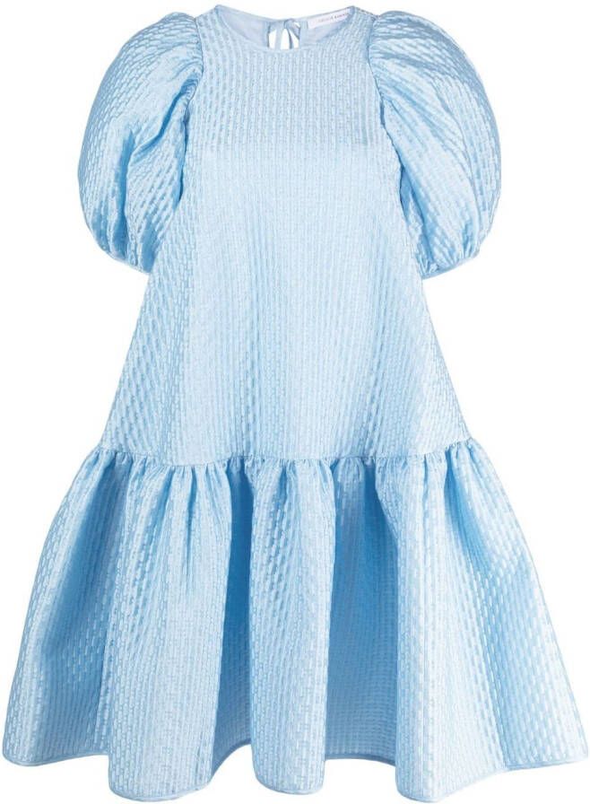 Cecilie Bahnsen Mini-jurk met pofmouwen Blauw