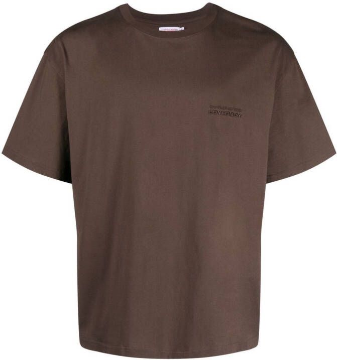 Charles Jeffrey Loverboy T-shirt met geborduurd logo Bruin