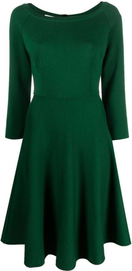 Charlott Midi-jurk met lange mouwen Groen