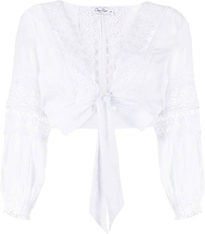 Charo Ruiz Ibiza Blouse met afwerking van kant Wit