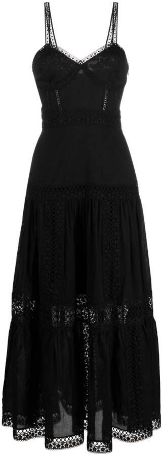 Charo Ruiz Ibiza Maxi-jurk met kanten afwerking Zwart