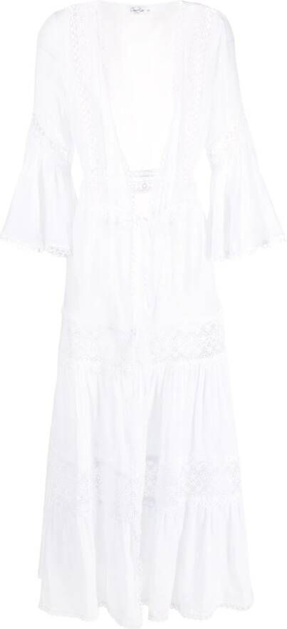 Charo Ruiz Ibiza Jurk met geborduurde bloemen Wit