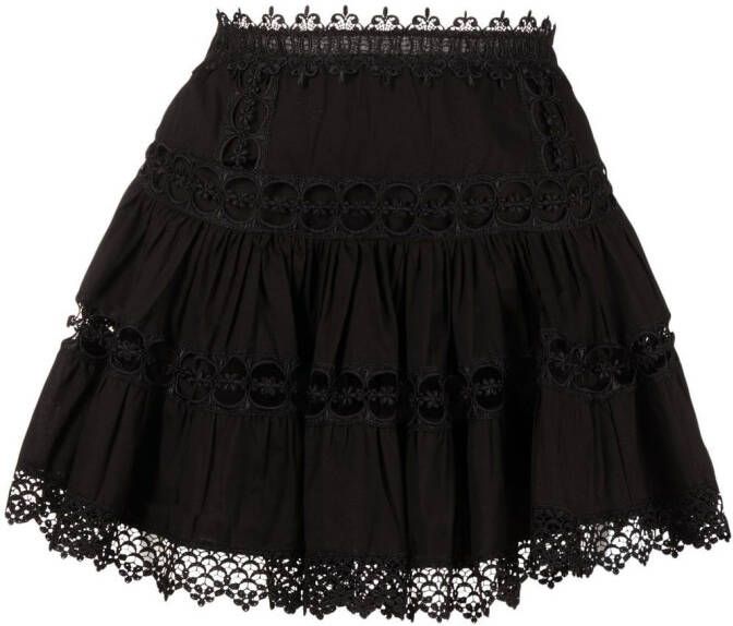 Charo Ruiz Ibiza Mini-rok met afwerking van kant Zwart