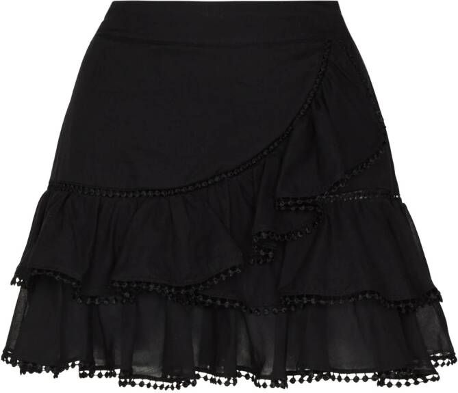 Charo Ruiz Ibiza Mini-rok met ruche Zwart