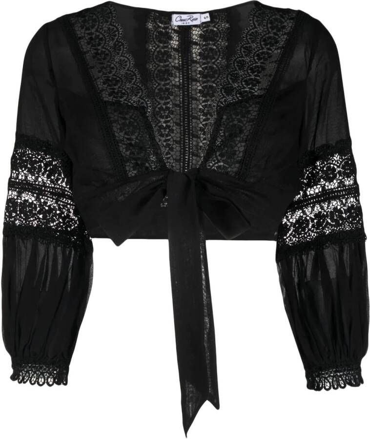 Charo Ruiz Ibiza Top met borduurwerk Zwart