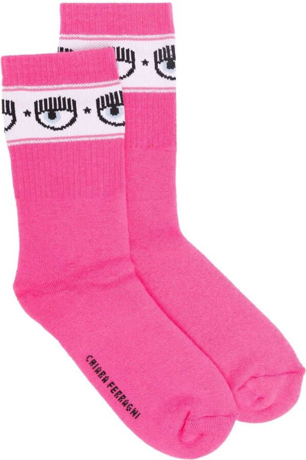 Chiara Ferragni Enkelsokken met patroon Roze