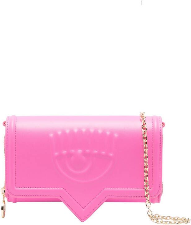 Chiara Ferragni Eyelike leren clutch Roze