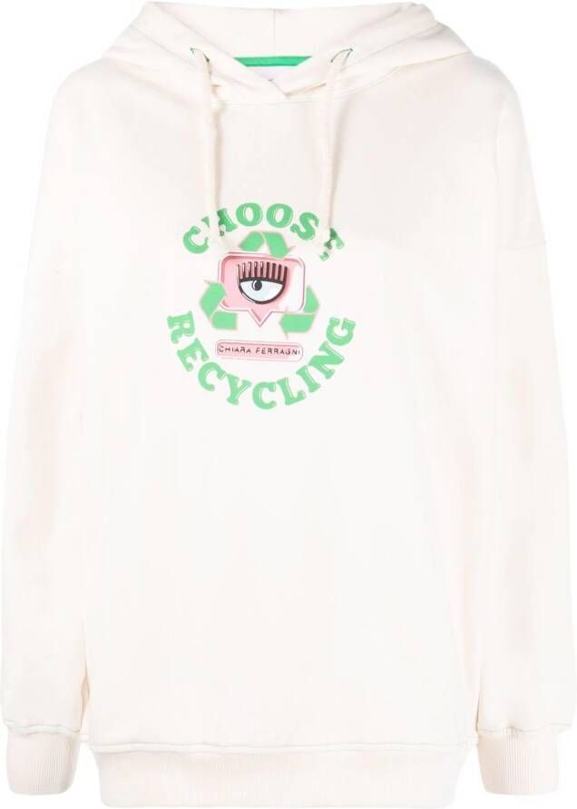 Chiara Ferragni Hoodie met oogprint Beige