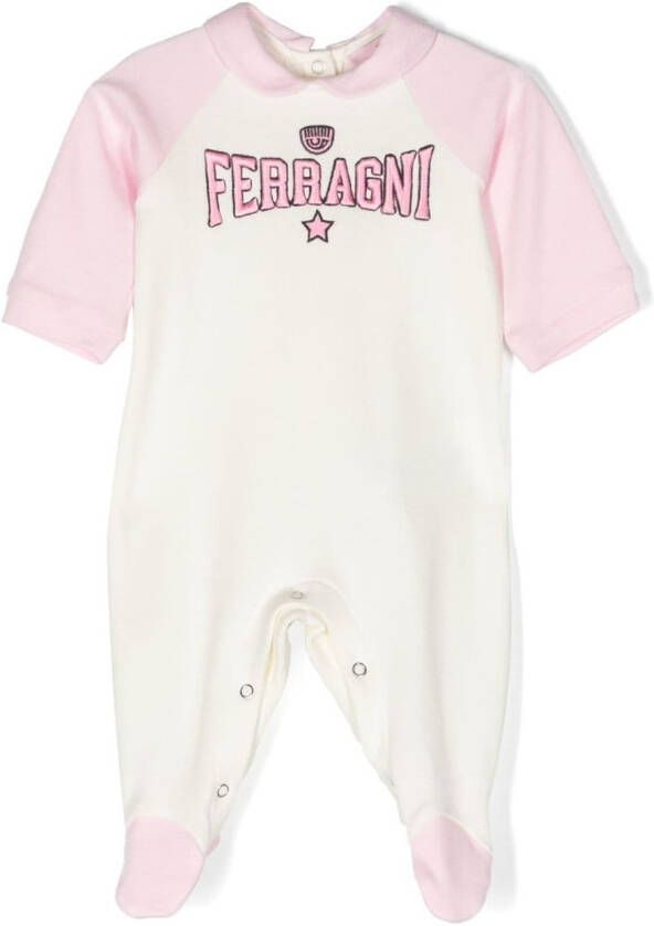 Chiara Ferragni Kids Pyjama met geborduurd logo Wit