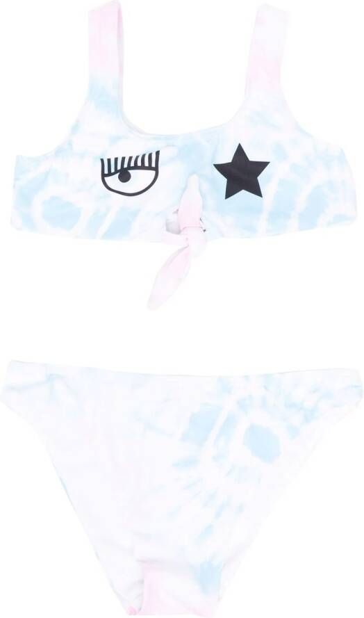 Chiara Ferragni Kids Bikini met tie-dye print Wit