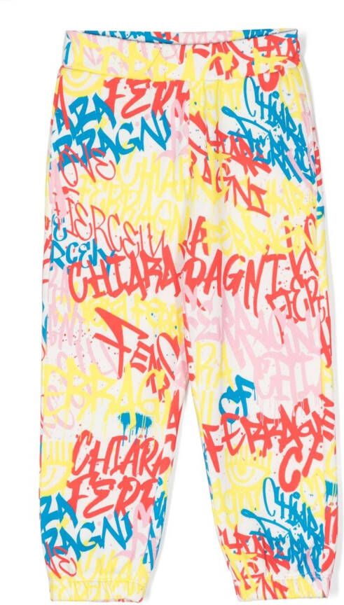 Chiara Ferragni Kids Broek met graffiti-print Geel