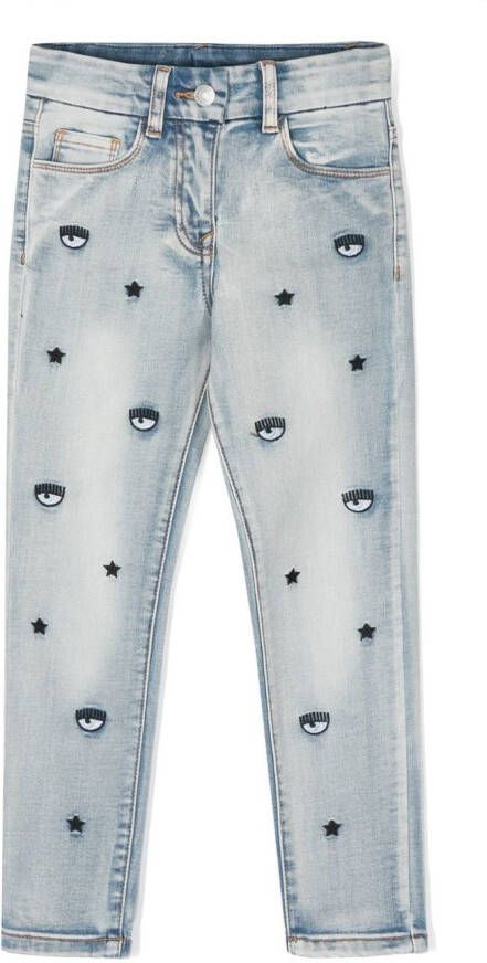 Chiara Ferragni Kids Jeans met patroon Blauw