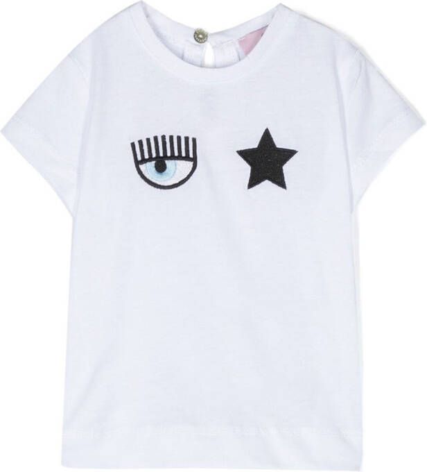 Chiara Ferragni Kids T-shirt met borduurwerk Wit