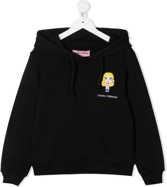 Chiara Ferragni Kids Hoodie met borduurwerk Zwart