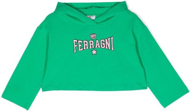 Chiara Ferragni Kids Hoodie met logo Groen