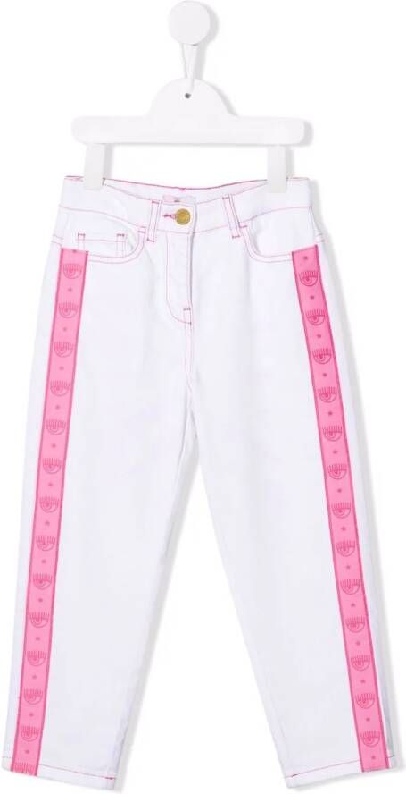Chiara Ferragni Kids Jeans met logoband Wit