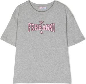 Chiara Ferragni Kids T-shirt met geborduurd logo Grijs