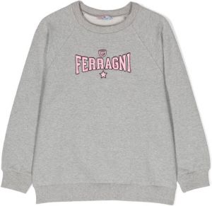 Chiara Ferragni Kids Sweater verfraaid met logo Grijs