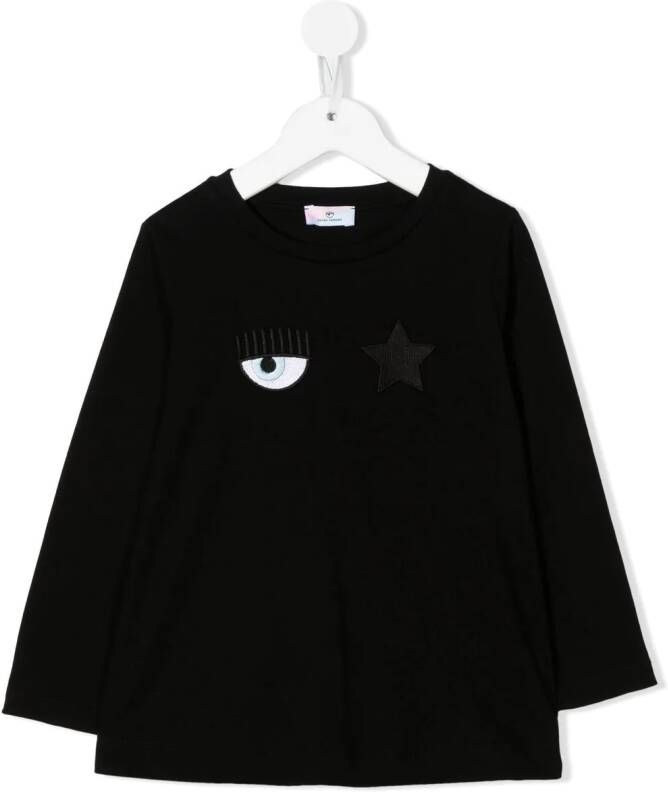 Chiara Ferragni Kids Sweater met geborduurd logo Zwart