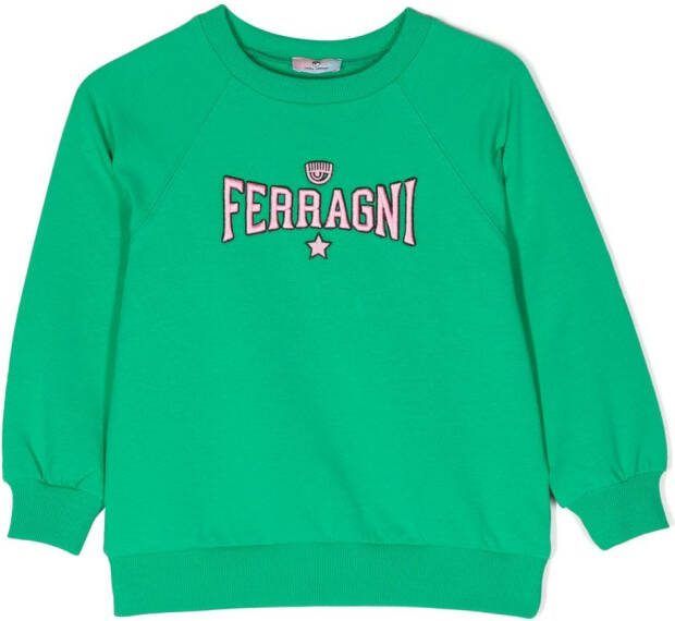 Chiara Ferragni Kids Sweater met geborduurd logo Groen