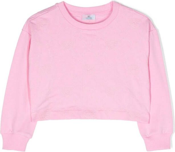 Chiara Ferragni Kids Sweater met geborduurd logo Roze