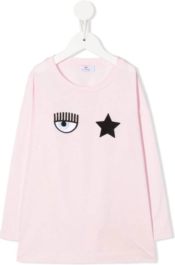 Chiara Ferragni Kids Sweater met geborduurd logo Roze