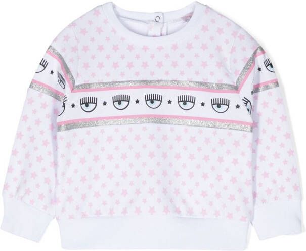 Chiara Ferragni Kids Sweater met glitter Wit