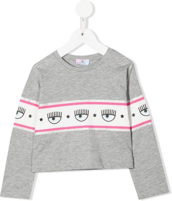 Chiara Ferragni Kids Sweater met logoband Grijs