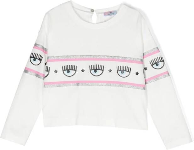 Chiara Ferragni Kids Sweater met logoband Wit