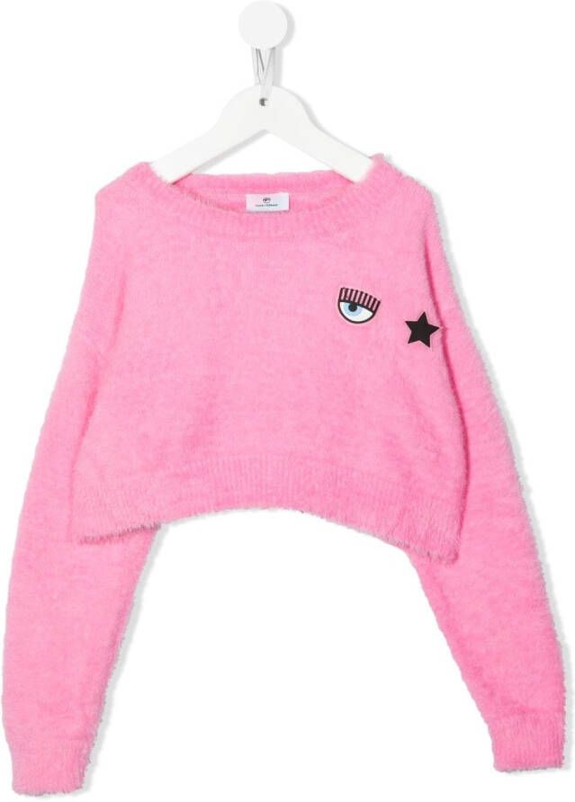Chiara Ferragni Kids Sweater met logopatch Roze
