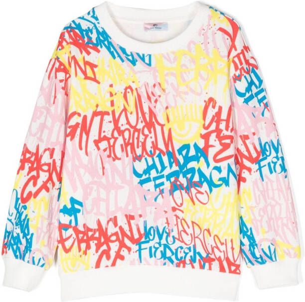 Chiara Ferragni Kids Sweater met logoprint Wit
