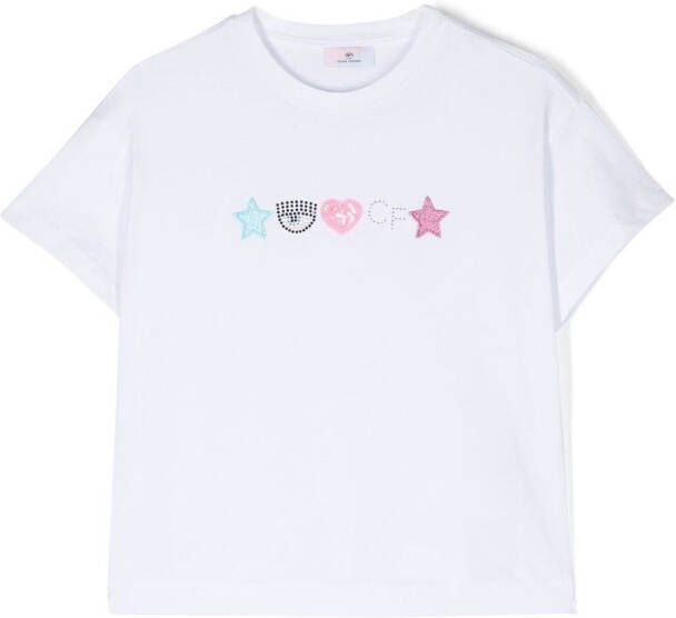 Chiara Ferragni Kids T-shirt met borduurwerk Wit