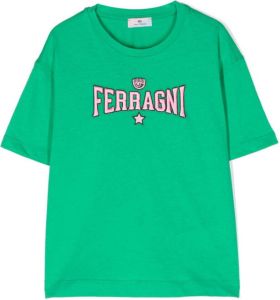 Chiara Ferragni Kids T-shirt met geborduurd logo Groen