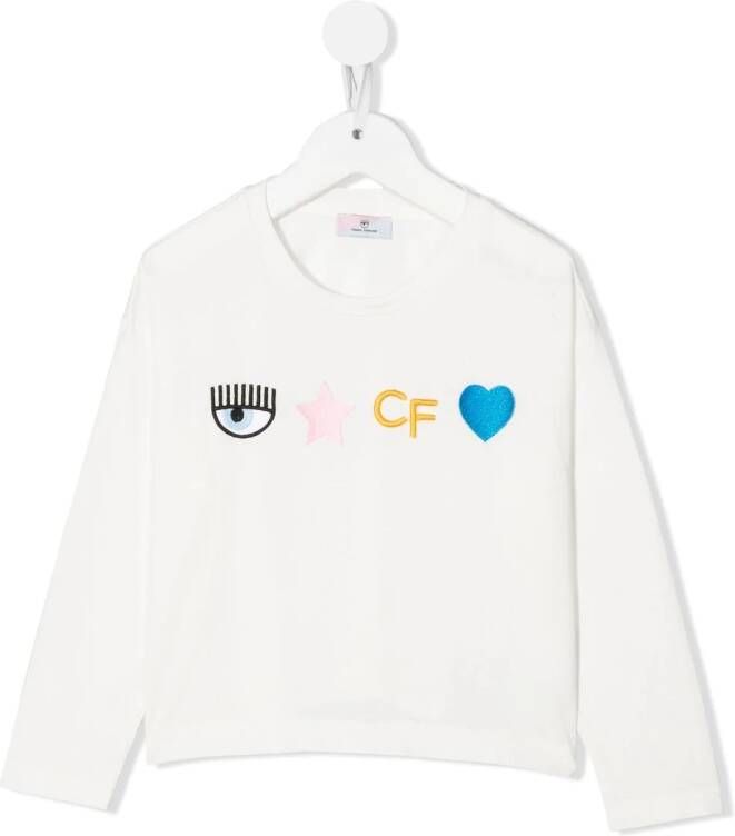 Chiara Ferragni Kids T-shirt met lange mouwen Wit