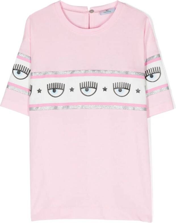 Chiara Ferragni Kids T-shirt met logoband Roze