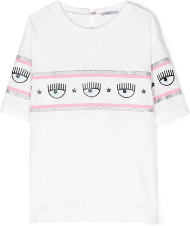 Chiara Ferragni Kids T-shirt met logoband Wit