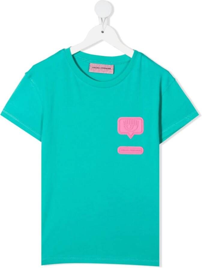 Chiara Ferragni Kids T-shirt met logopatch Groen