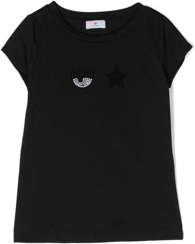 Chiara Ferragni Kids T-shirt met logoprint Zwart