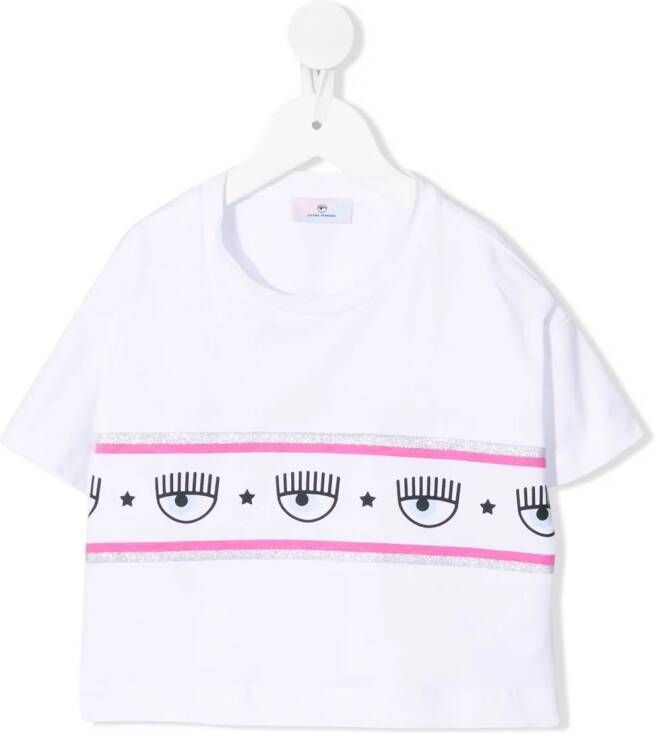 Chiara Ferragni Kids T-shirt met logostreep Wit
