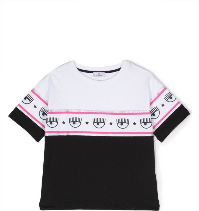Chiara Ferragni Kids T-shirt met logostreep Zwart