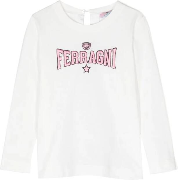 Chiara Ferragni Kids Top met logoprint Wit