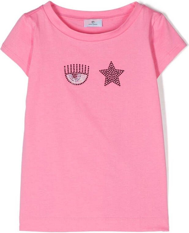Chiara Ferragni Kids Verfraaid T-shirt Roze