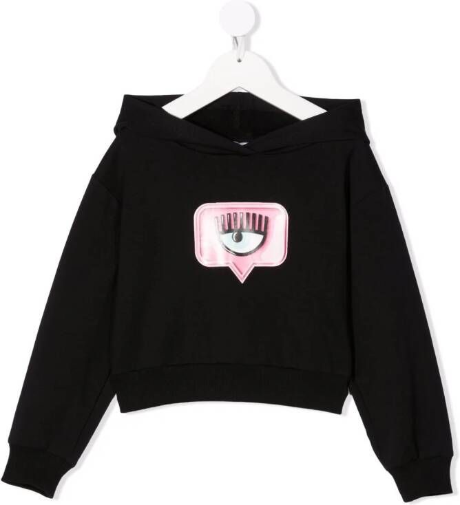 Chiara Ferragni Kids x Chiara Ferragni hoodie met patch Zwart