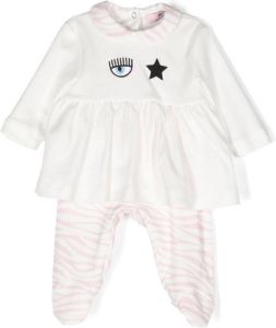 Chiara Ferragni Kids zebra-print cotton pajama set Wit