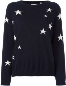 Chinti and Parker cashmere slouchy star intarsia sweater Blauw