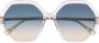 Chloé Eyewear Esther zonnebril met achthoekig montuur Beige - Thumbnail 1