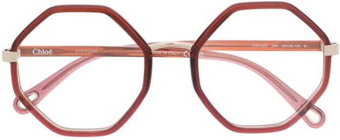 Chloé Eyewear Bril met zeshoekig montuur Bruin
